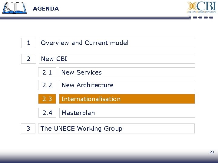 AGENDA 1 Overview and Current model 2 New CBI 3 2. 1 New Services