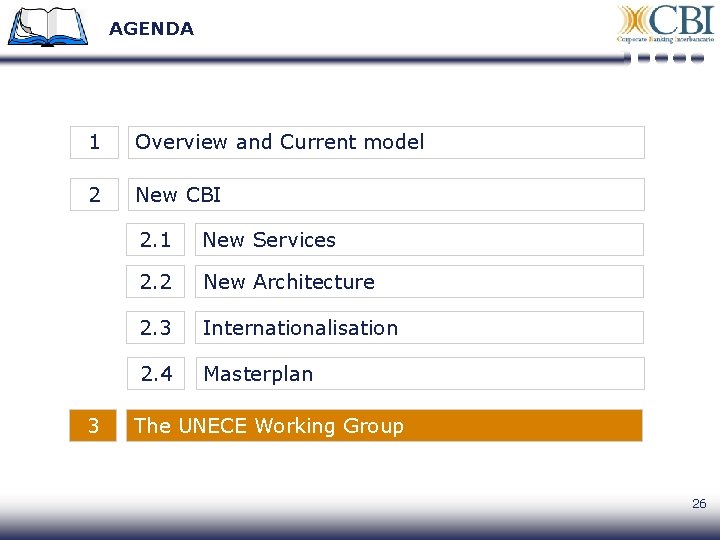 AGENDA 1 Overview and Current model 2 New CBI 3 2. 1 New Services