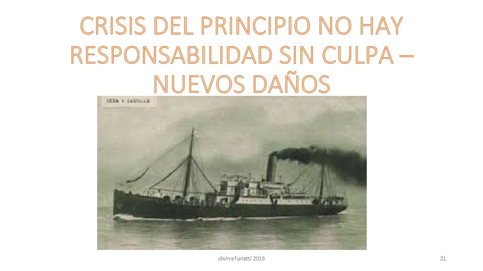 CRISIS DEL PRINCIPIO NO HAY RESPONSABILIDAD SIN CULPA – NUEVOS DAÑOS silvina furlotti 2018