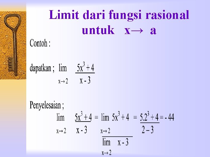 Limit dari fungsi rasional untuk x→ a 