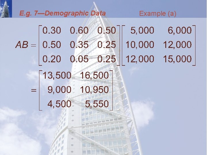 E. g. 7—Demographic Data Example (a) 