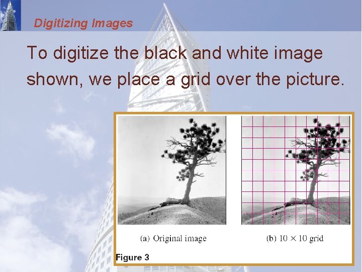 Digitizing Images To digitize the black and white image shown, we place a grid