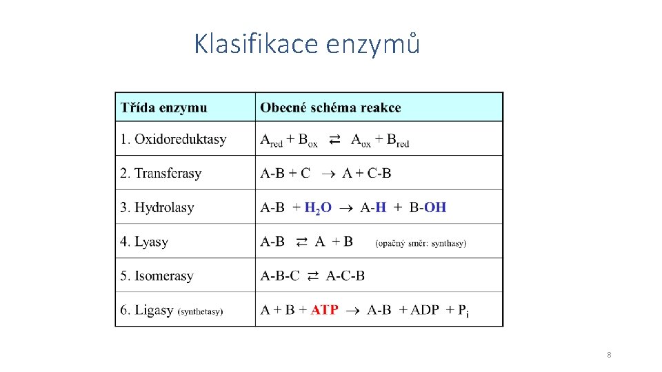 Klasifikace enzymů 8 