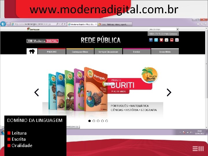 www. modernadigital. com. br DOMÍNIO DA LINGUAGEM Leitura Escrita Oralidade 
