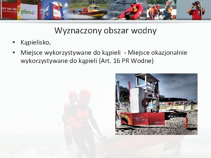 Wyznaczony obszar wodny • Kąpielisko, • Miejsce wykorzystywane do kąpieli - Miejsce okazjonalnie wykorzystywane