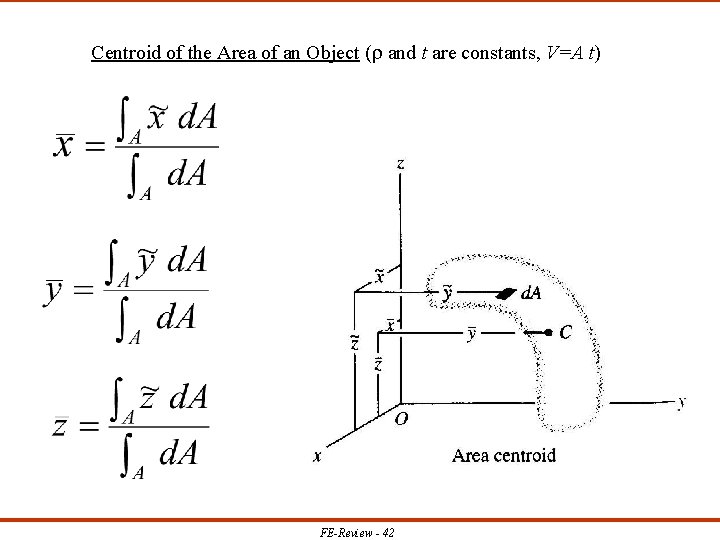 Centroid of the Area of an Object ( and t are constants, V=A t)