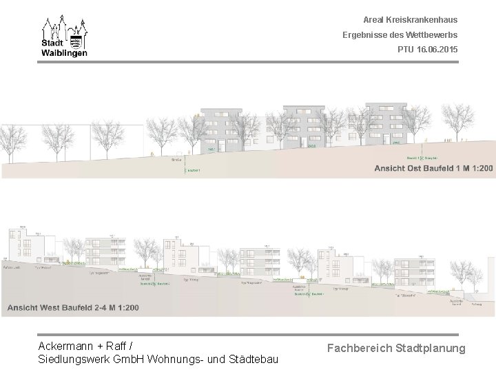 Areal Kreiskrankenhaus Ergebnisse des Wettbewerbs PTU 16. 06. 2015 Ackermann + Raff / Siedlungswerk