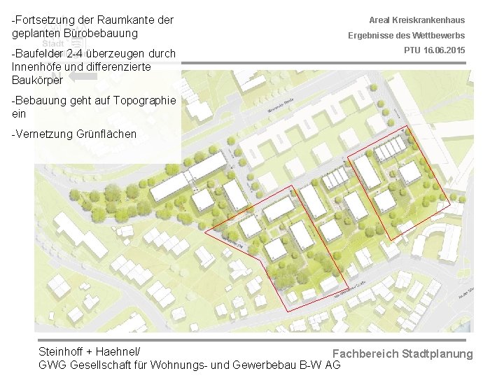 -Fortsetzung der Raumkante der geplanten Bürobebauung -Baufelder 2 -4 überzeugen durch Innenhöfe und differenzierte