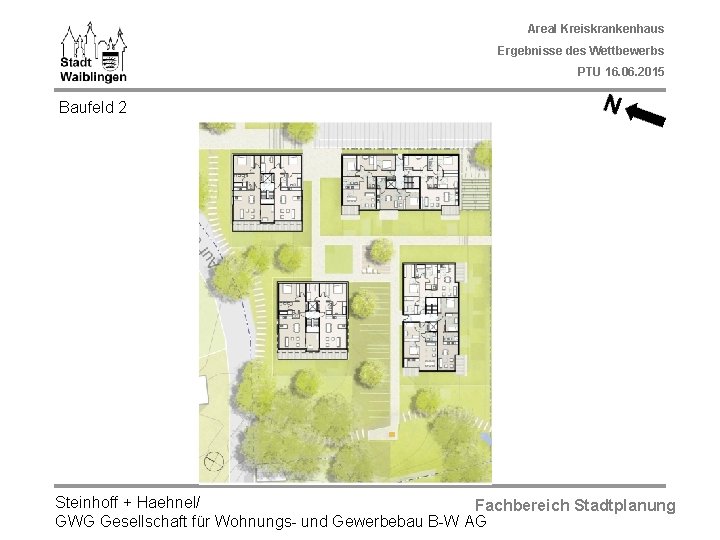 Areal Kreiskrankenhaus Ergebnisse des Wettbewerbs PTU 16. 06. 2015 Baufeld 2 Steinhoff + Haehnel/