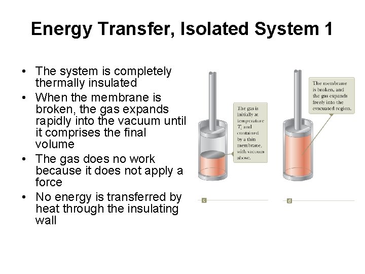 Energy Transfer, Isolated System 1 • The system is completely thermally insulated • When