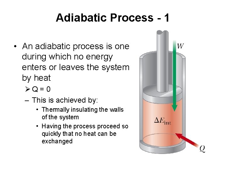 Adiabatic Process - 1 • An adiabatic process is one during which no energy