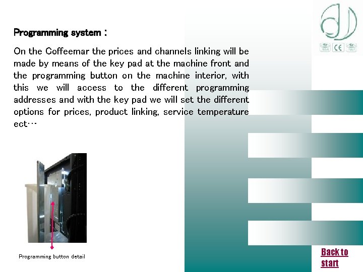 Programming system : On the Coffeemar the prices and channels linking will be made