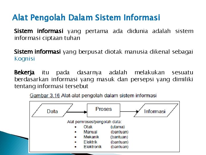 Alat Pengolah Dalam Sistem Informasi Sistem informasi yang pertama ada didunia adalah sistem informasi