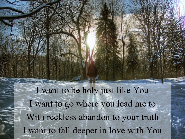 I want to be holy just like You I want to go where you