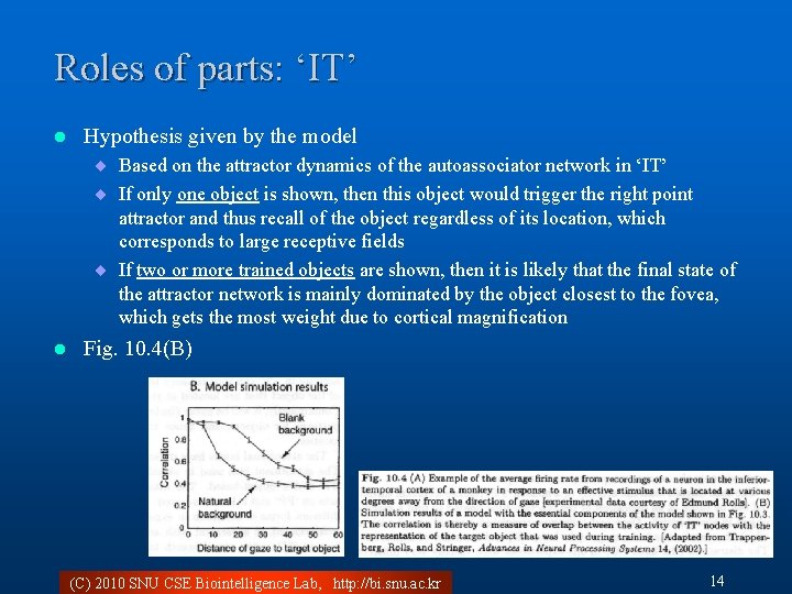 Roles of parts: ‘IT’ l Hypothesis given by the model ¨ Based on the