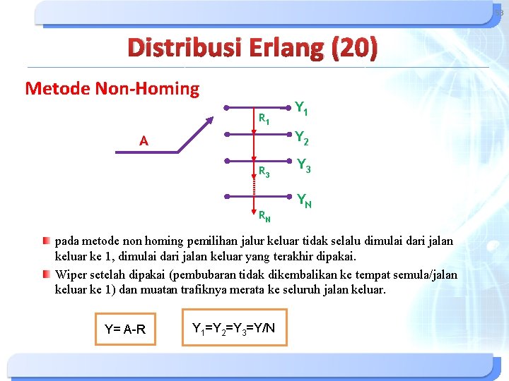 53 Distribusi Erlang (20) Metode Non-Homing R 1 Y 2 A R 3 RN 53 Distribusi Erlang (20) Metode Non-Homing R 1 Y 2 A R 3 RN