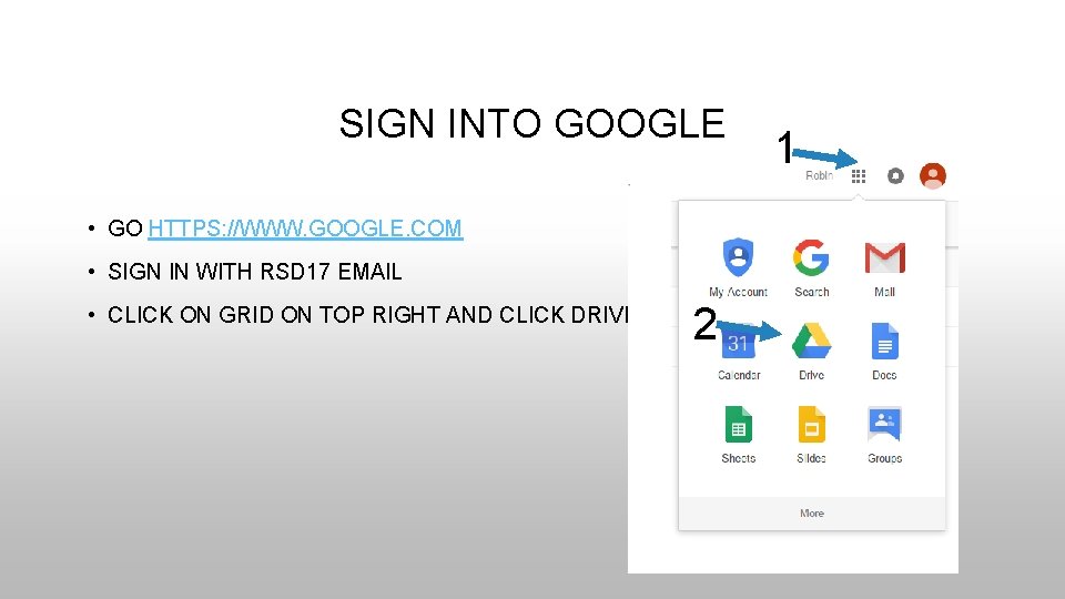 SIGN INTO GOOGLE • GO HTTPS: //WWW. GOOGLE. COM • SIGN IN WITH RSD