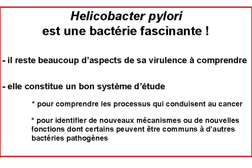 Helicobacter pylori est une bactérie fascinante ! - il reste beaucoup d’aspects de sa