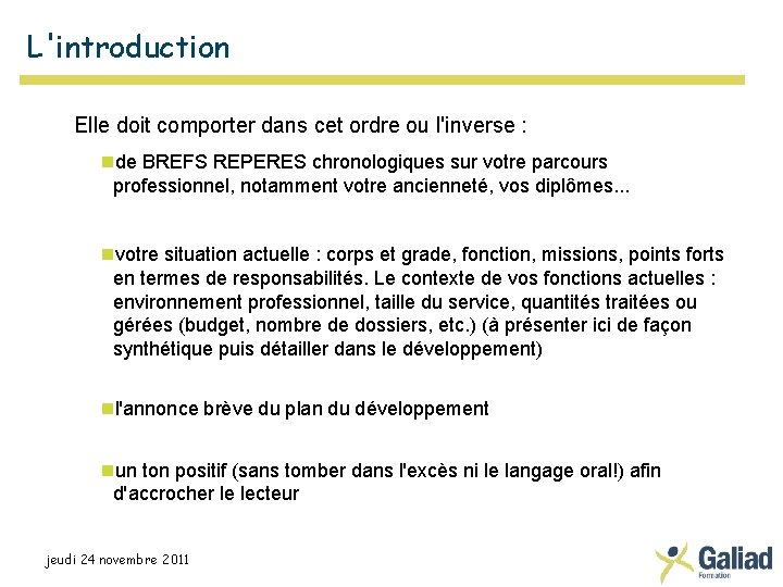 L'introduction Elle doit comporter dans cet ordre ou l'inverse : de BREFS REPERES chronologiques