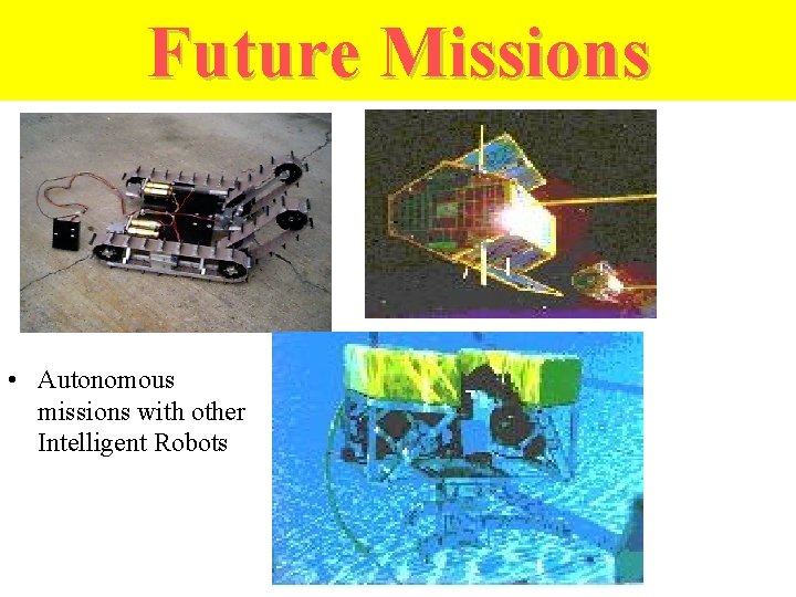 Future Missions • Autonomous missions with other Intelligent Robots 
