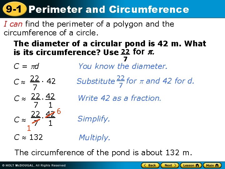 9 -1 Perimeter and Circumference I can find the perimeter of a polygon and