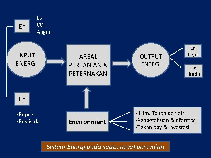 En Es CO 2 Angin INPUT ENERGI AREAL PERTANIAN & PETERNAKAN OUTPUT ENERGI En