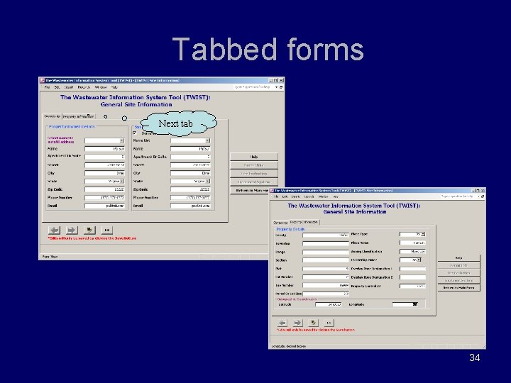 Tabbed forms Next tab 34 