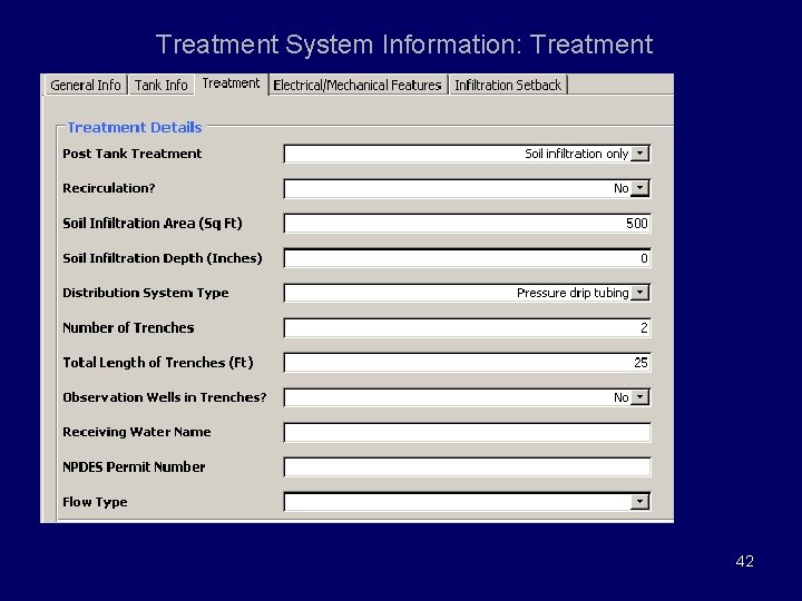 Treatment System Information: Treatment 42 