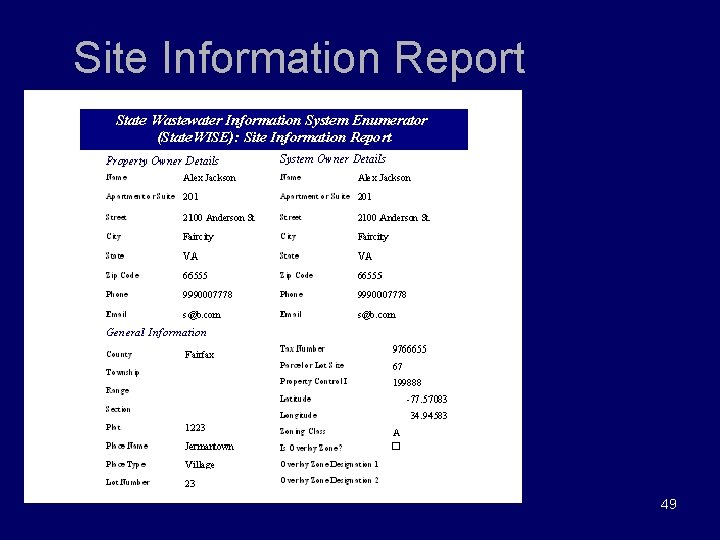 Site Information Report 49 