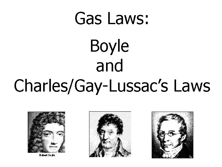 Gas Laws: Boyle and Charles/Gay-Lussac’s Laws 