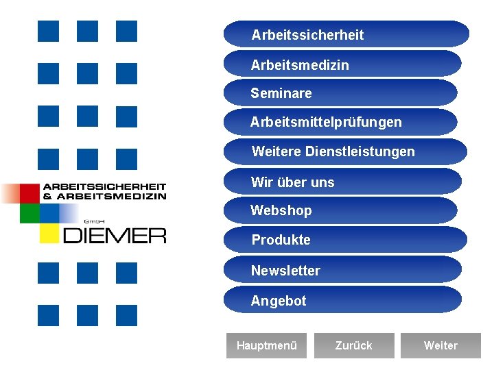 Arbeitssicherheit Arbeitsmedizin Seminare Arbeitsmittelprüfungen Weitere Dienstleistungen Wir über uns Webshop Produkte Newsletter Angebot Hauptmenü