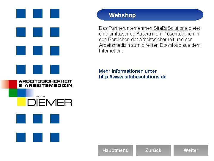 Webshop Arbeitssicherheit Das Partnerunternehmen Sifa. Ba. Solutions bietet eine umfassende Auswahl an Präsentationen in