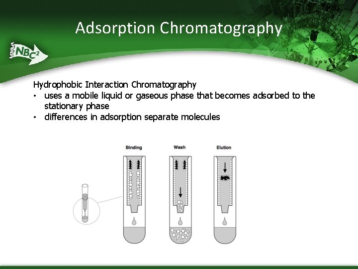 Adsorption Chromatography Hydrophobic Interaction Chromatography • uses a mobile liquid or gaseous phase that