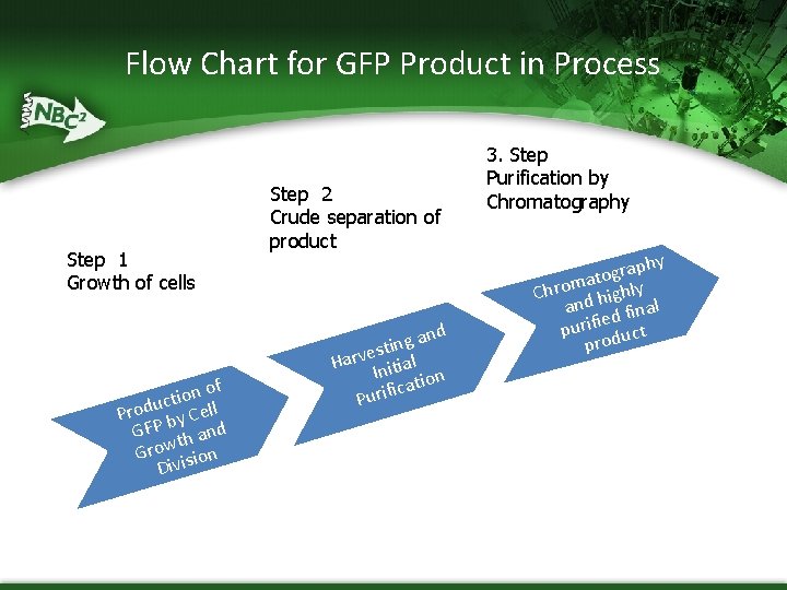 Flow Chart for GFP Product in Process Step 1 Growth of cells of n