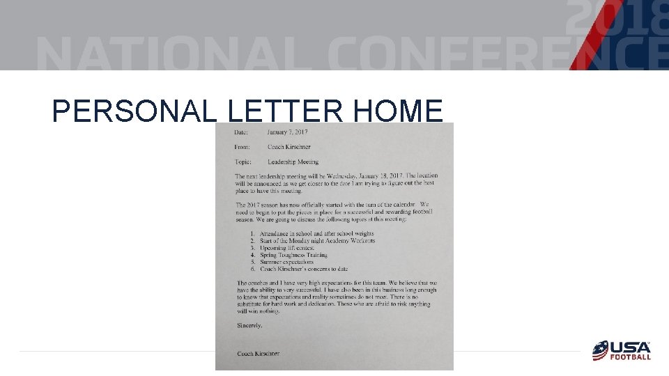 PERSONAL LETTER HOME 