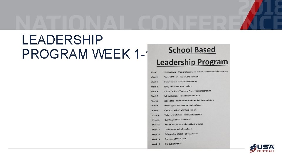 LEADERSHIP PROGRAM WEEK 1 -16 
