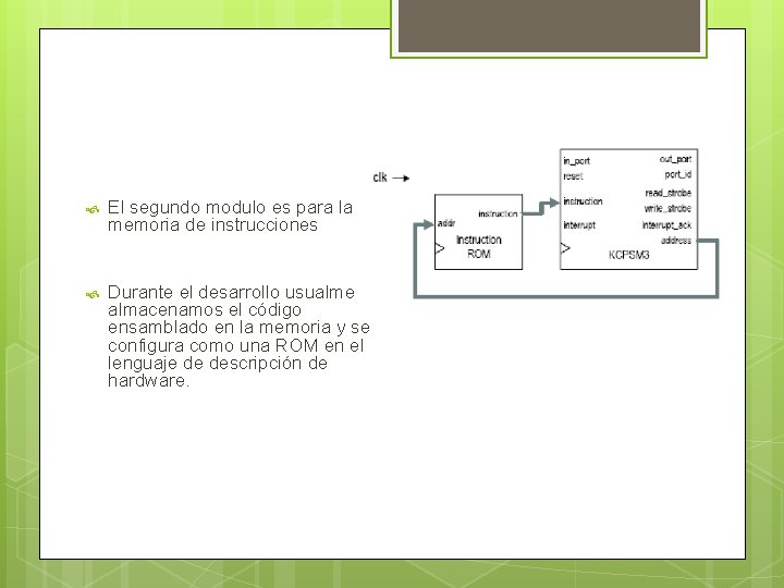  El segundo modulo es para la memoria de instrucciones Durante el desarrollo usualmente