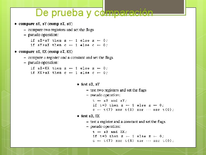 De prueba y comparación 