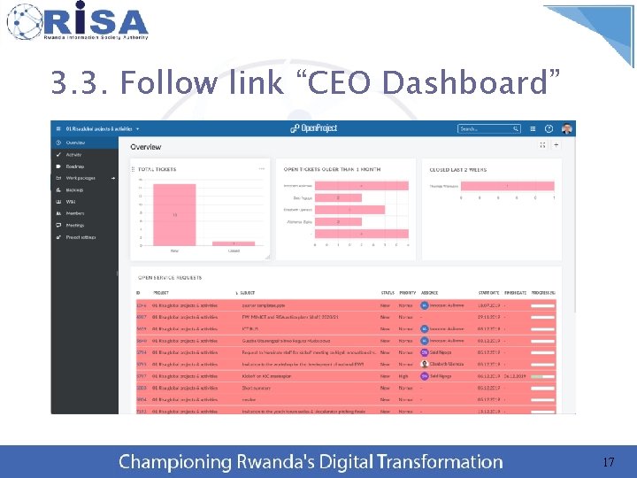 3. 3. Follow link “CEO Dashboard” 17 