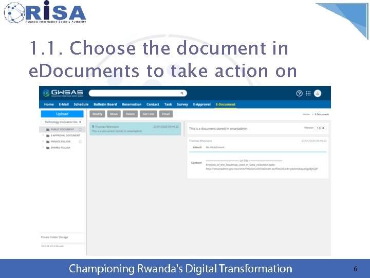 1. 1. Choose the document in e. Documents to take action on 6 