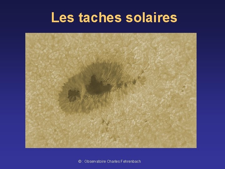 Les taches solaires © : Observatoire Charles Fehrenbach 