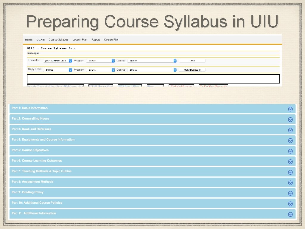 Preparing Course Syllabus in UIU 