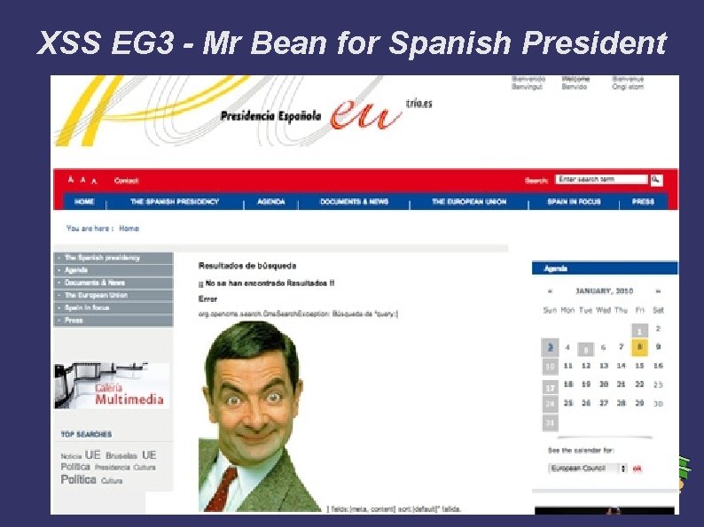 XSS EG 3 - Mr Bean for Spanish President 