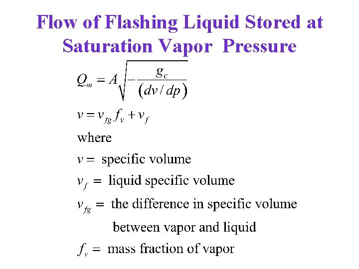 Flow of Flashing Liquid Stored at Saturation Vapor Pressure 