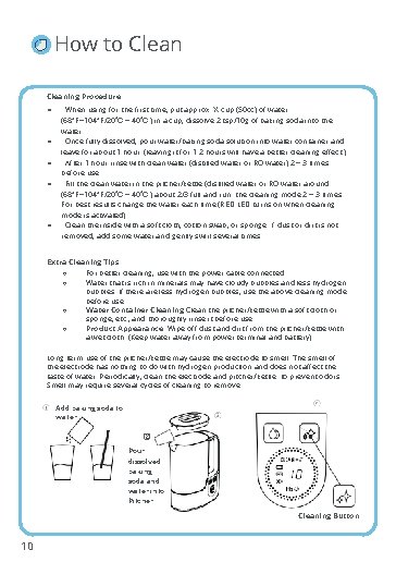 How to Cleaning Procedure ● ● ● When using for the first time, put