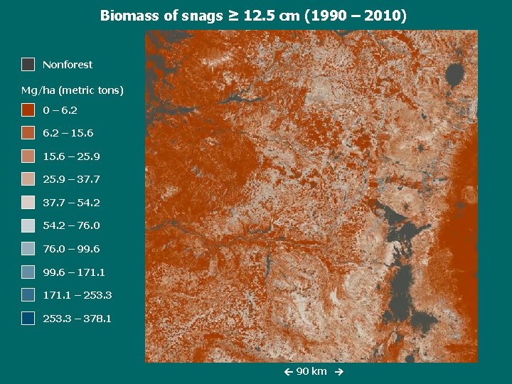 Biomass of snags ≥ 12. 5 cm (1990 – 2010) Nonforest Mg/ha (metric tons)