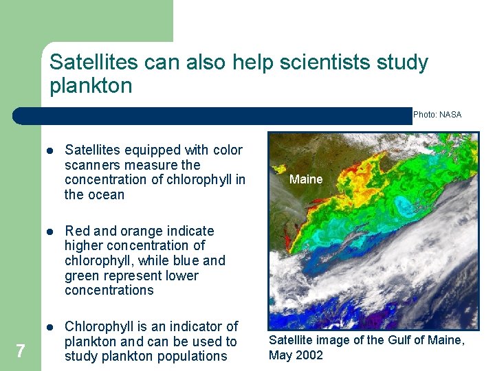 Satellites can also help scientists study plankton Photo: NASA l 7 Satellites equipped with