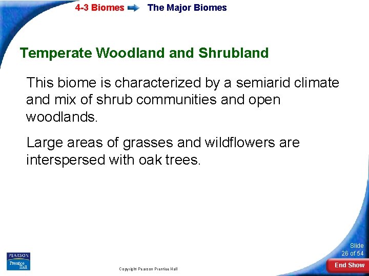 4 -3 Biomes The Major Biomes Temperate Woodland Shrubland This biome is characterized by