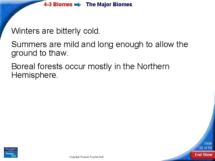 4 -3 Biomes The Major Biomes Winters are bitterly cold. Summers are mild and