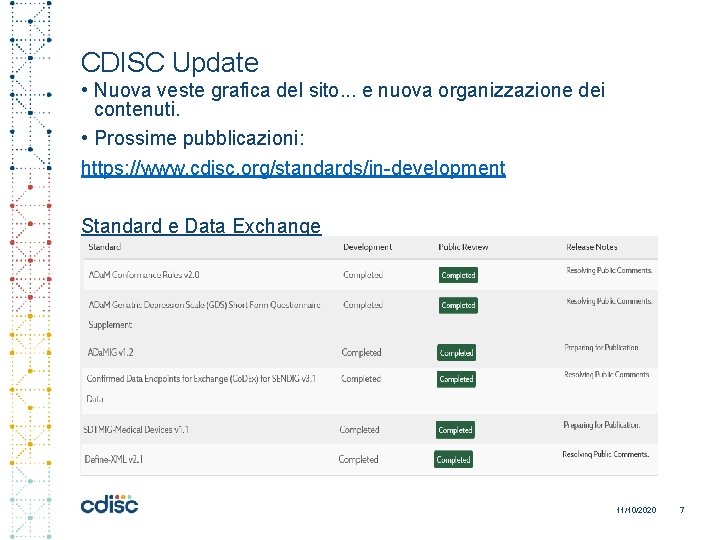 CDISC Update • Nuova veste grafica del sito. . . e nuova organizzazione dei